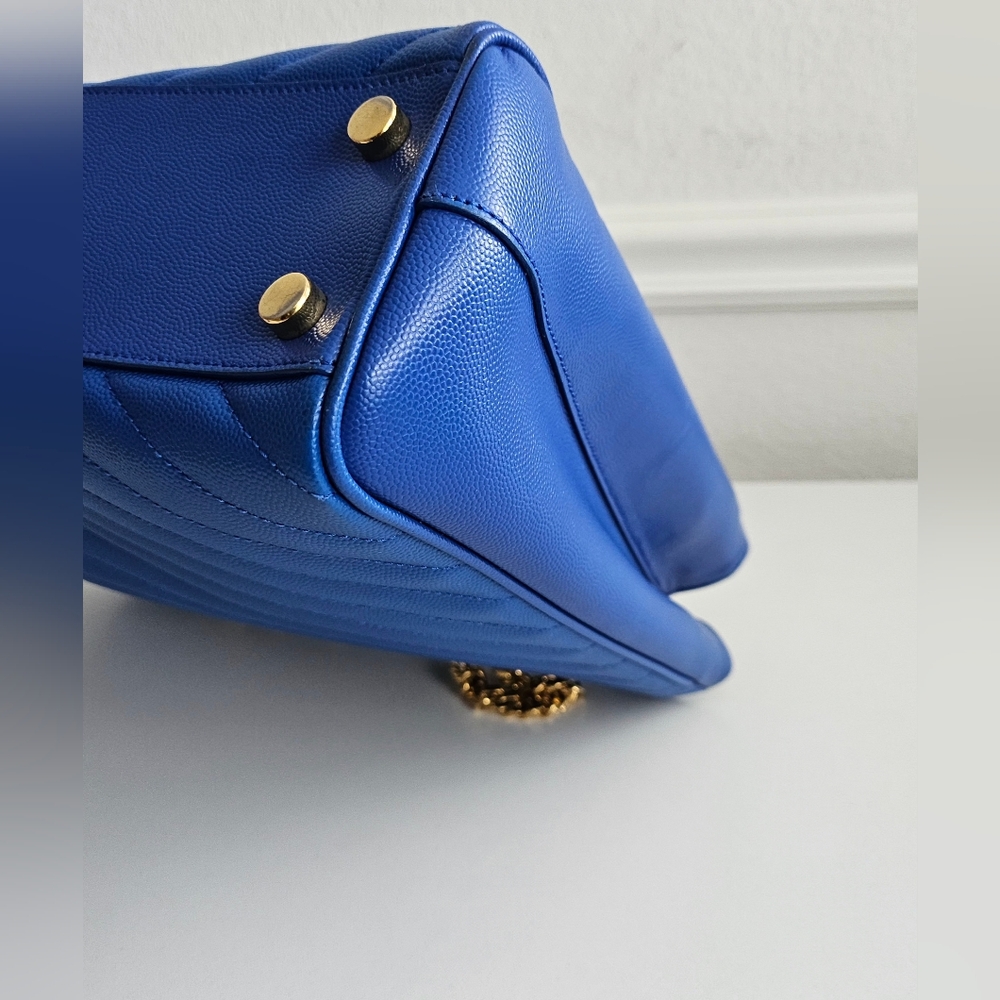 Yves Saint Laurent Blue Quilted Tote - Picture 9 of 15
